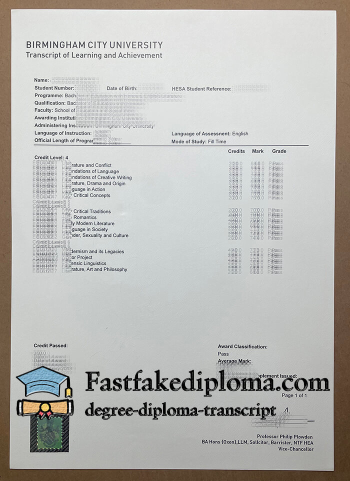 Where to order Birmingham City University transcript?