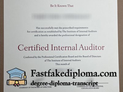 Certified Inrernal Auditor certificate