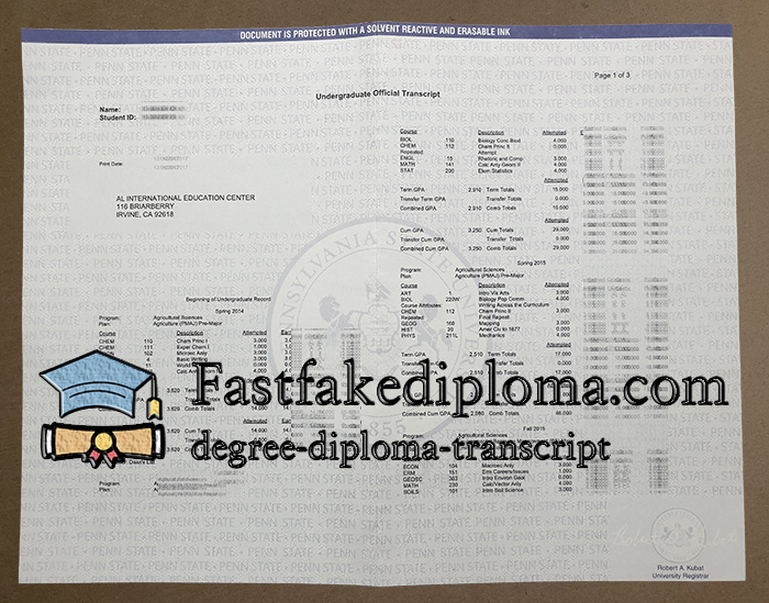 Buy Penn State transcript online