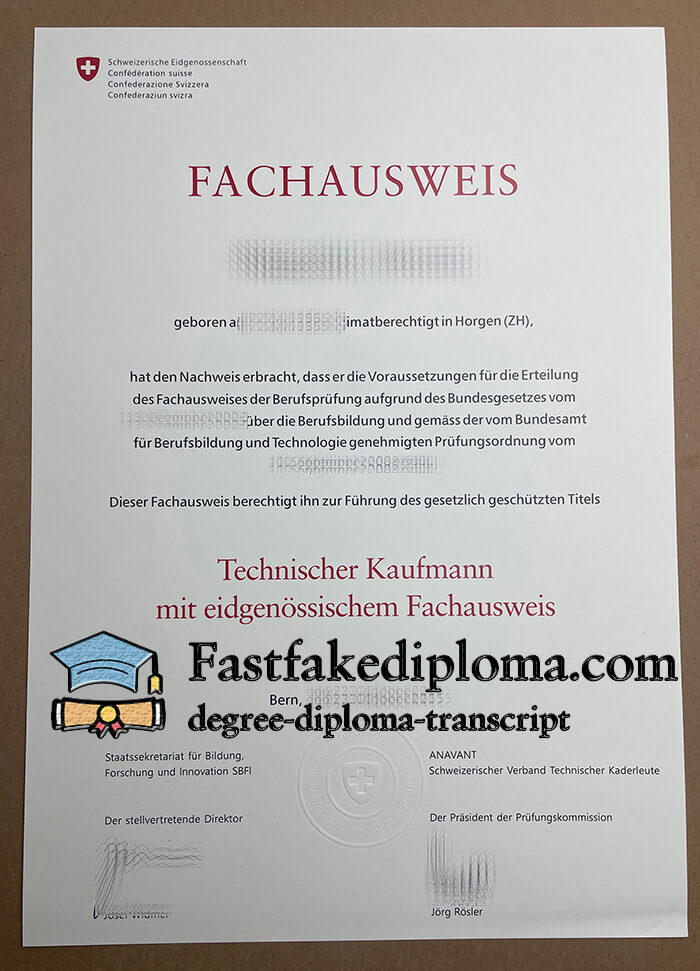 Swiss Eidgenössischem Fachausweis certificate