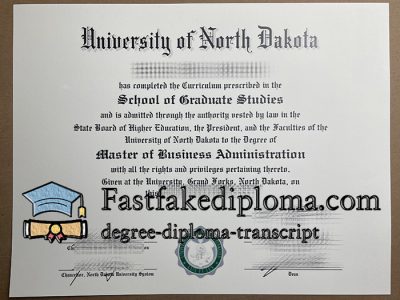 fake University of North Dakota diploma