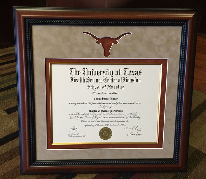 University of Texas certificate picture