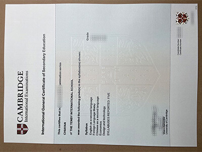 Cambeidge IGCSE certificate