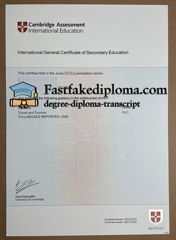 purchase realistic Cambridge IGCSE certificate