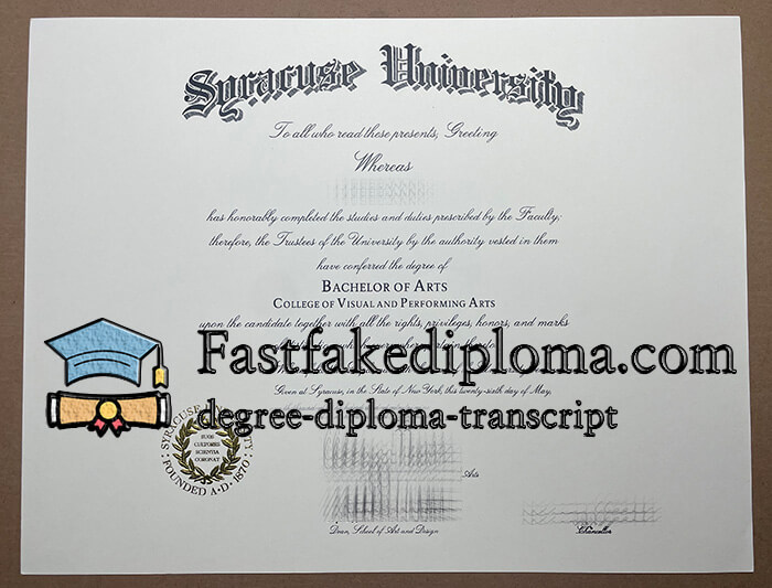 Buy Syracuse University fake diploma, Fake SU degree online.