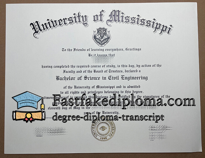 Get University of Mississippi fake diploma.