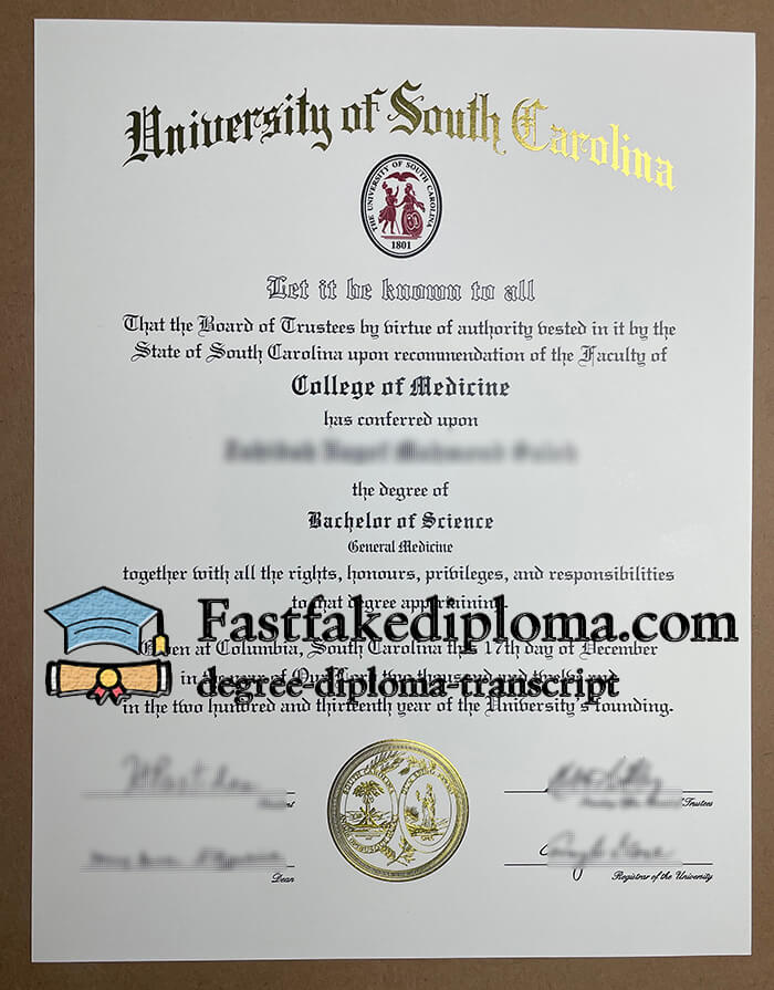 Get a University of South Carolina fake diploma.