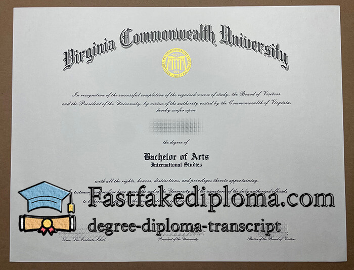 Buy Virginia Commonwealth University fake diploma, Fake VCU degree online.