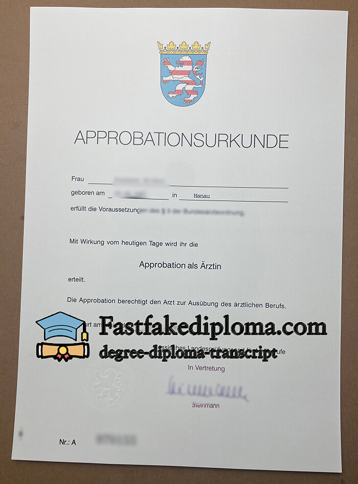 purchase realistic Approbationsurkunde certificate
