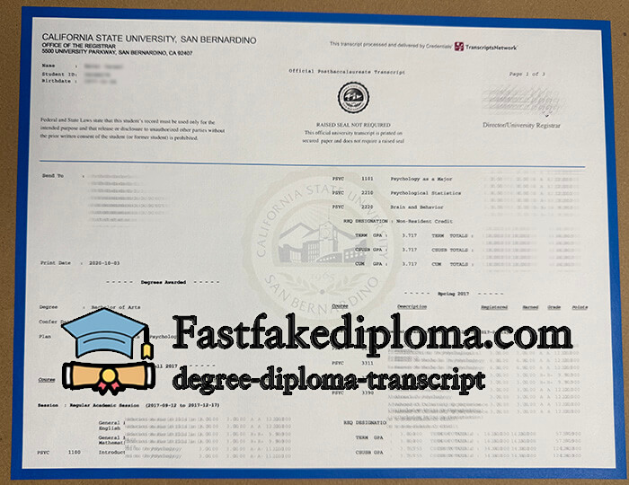 Cal State San Bernardino transcript