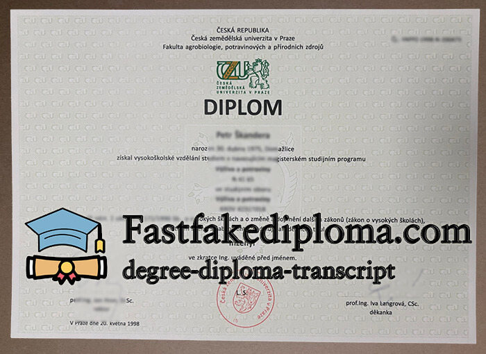 Czech University of Life Sciences Prague diploma