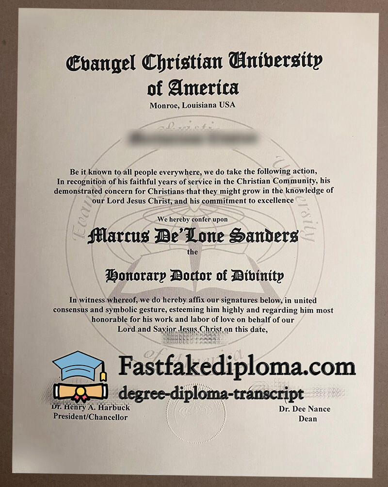 Buy Evangel Christian University of America certificate