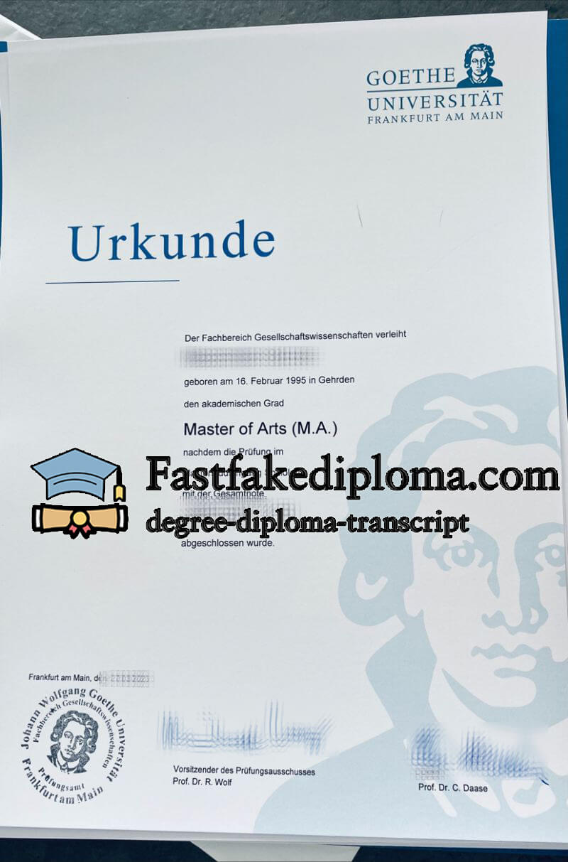 Goethe Universität Frankfurt diploma