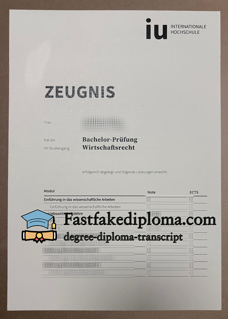 IU Internationale Hochschule diploma