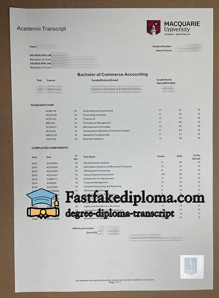 buy Macquarie University transcript