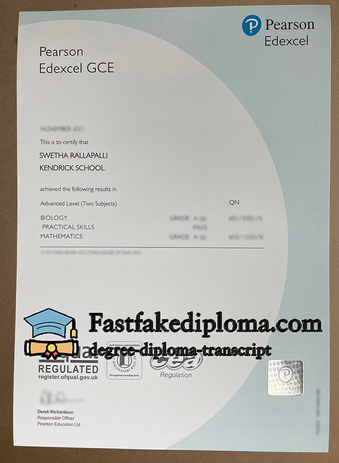 How to order Pearson Edexcel GCE certificate?