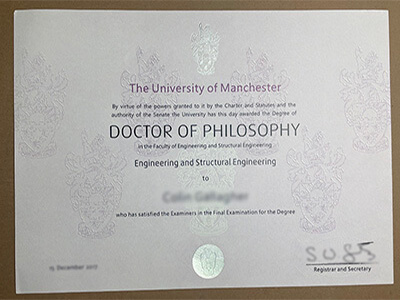 fake University of Manchester transcript