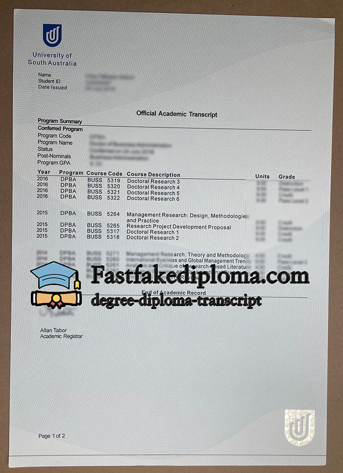 BUy University of South Australia transcript
