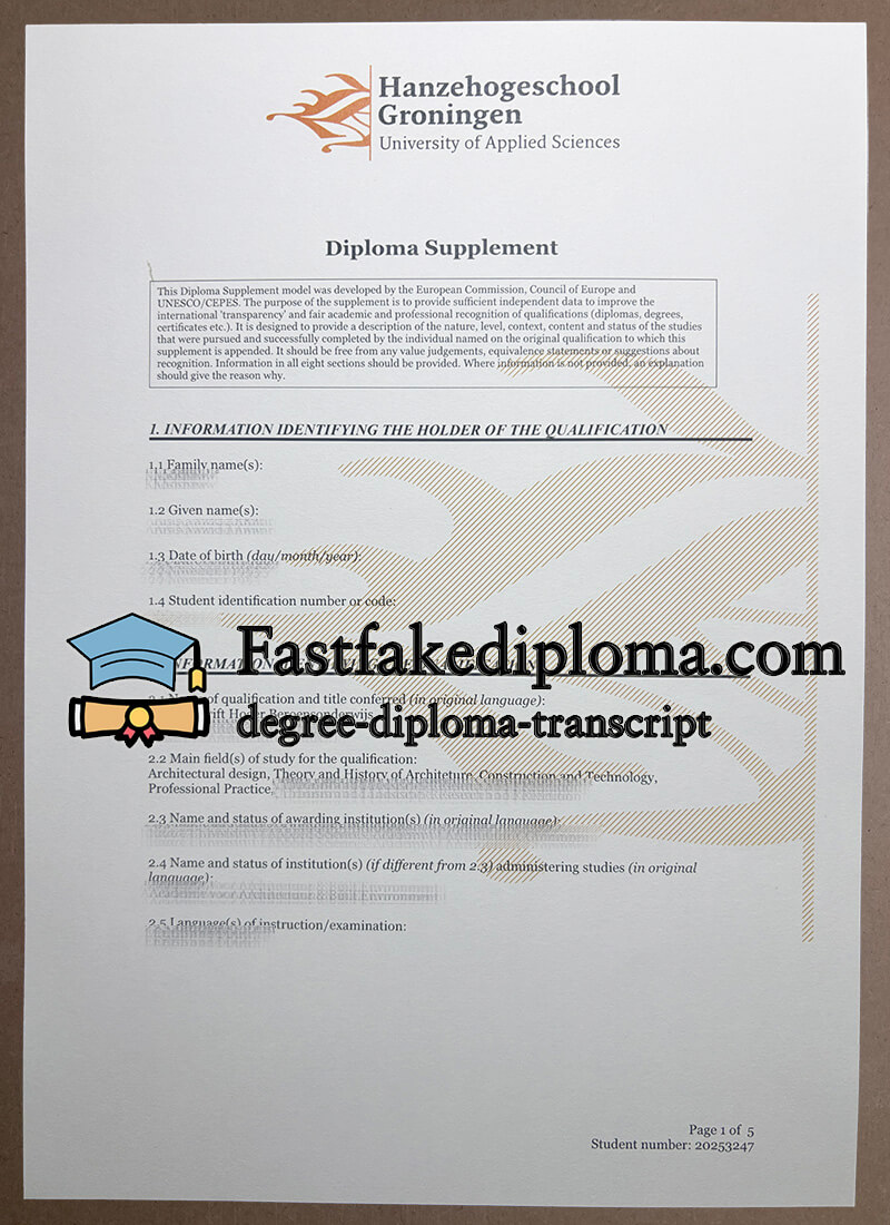 Buy Hanze University of Applied Sciences Groningen Diploma Online