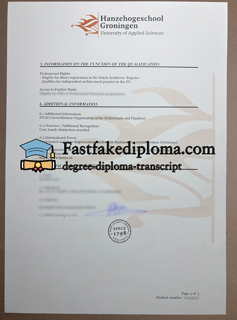 Buy Hanze University of Applied Sciences Groningen Diploma Online