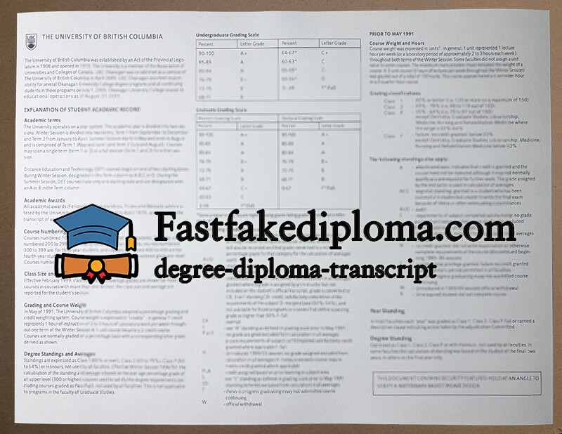 University of British Columbia transcript