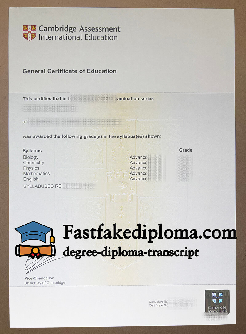 Cambridge GCE certificate