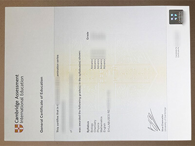 Cambridge GCE certificate