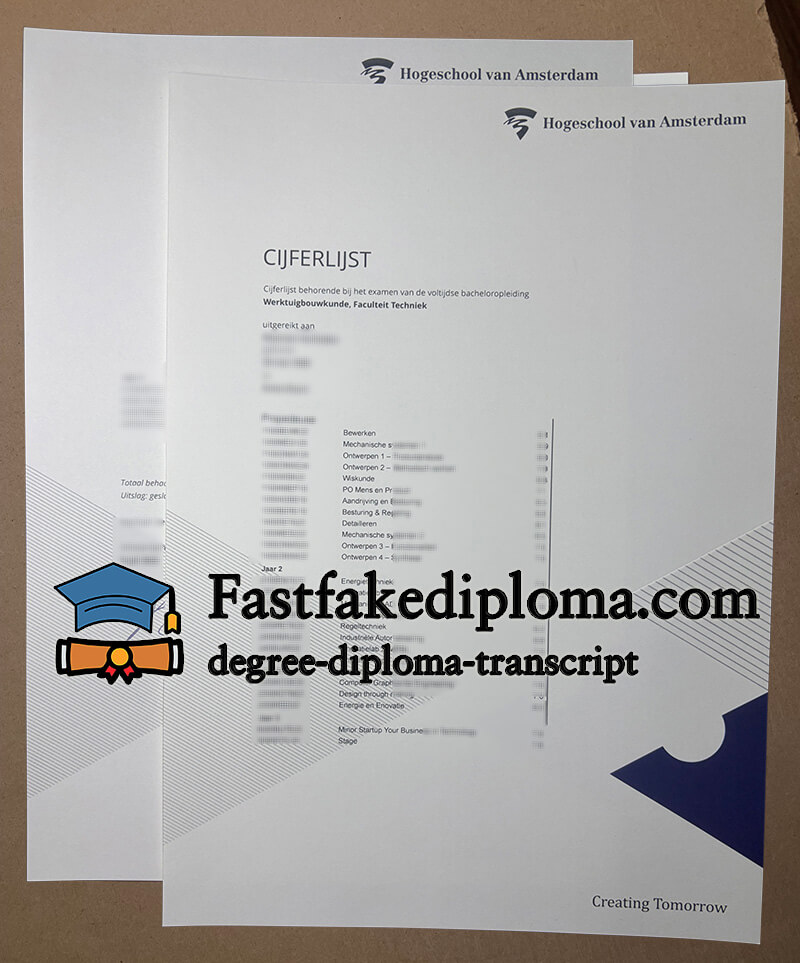 Order Hogeschool Van Amsterdam certificate