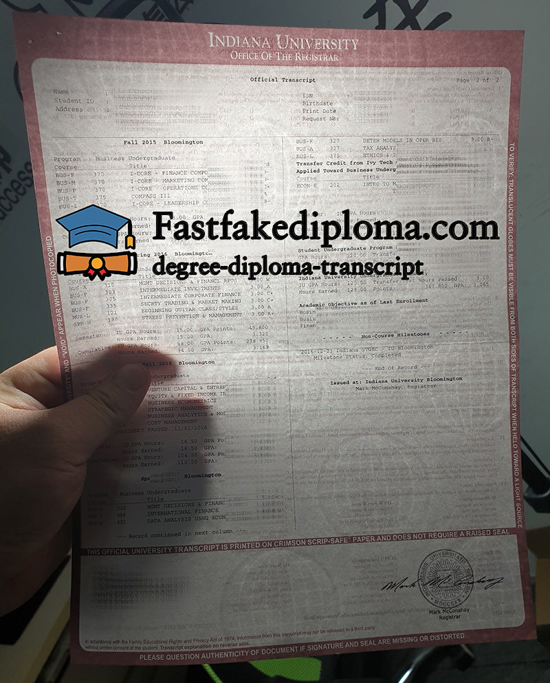 Buy Indiana University transcript online