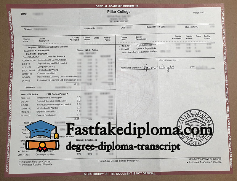 Can I order Pillar College fake diploma?