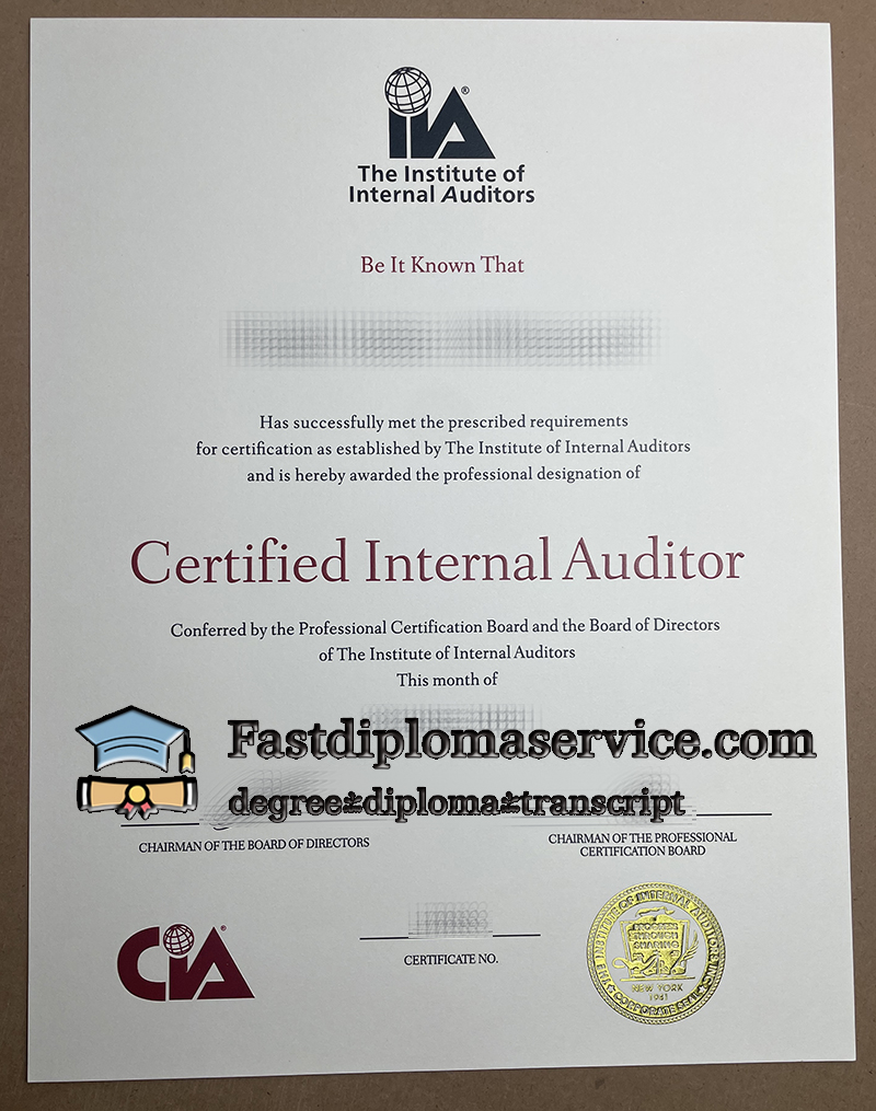 Certified Internal Auditor Certificate