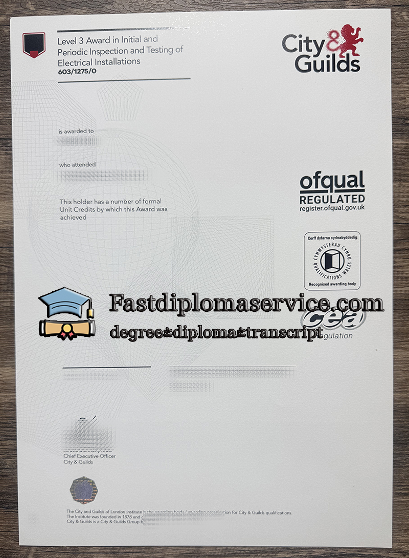 Order City and Guilds certificate