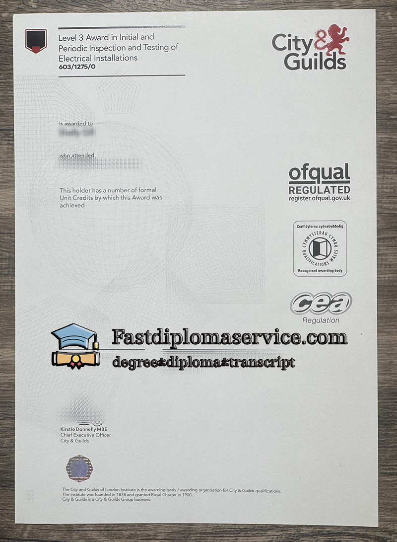 Order City and Guilds Level 3 certificate