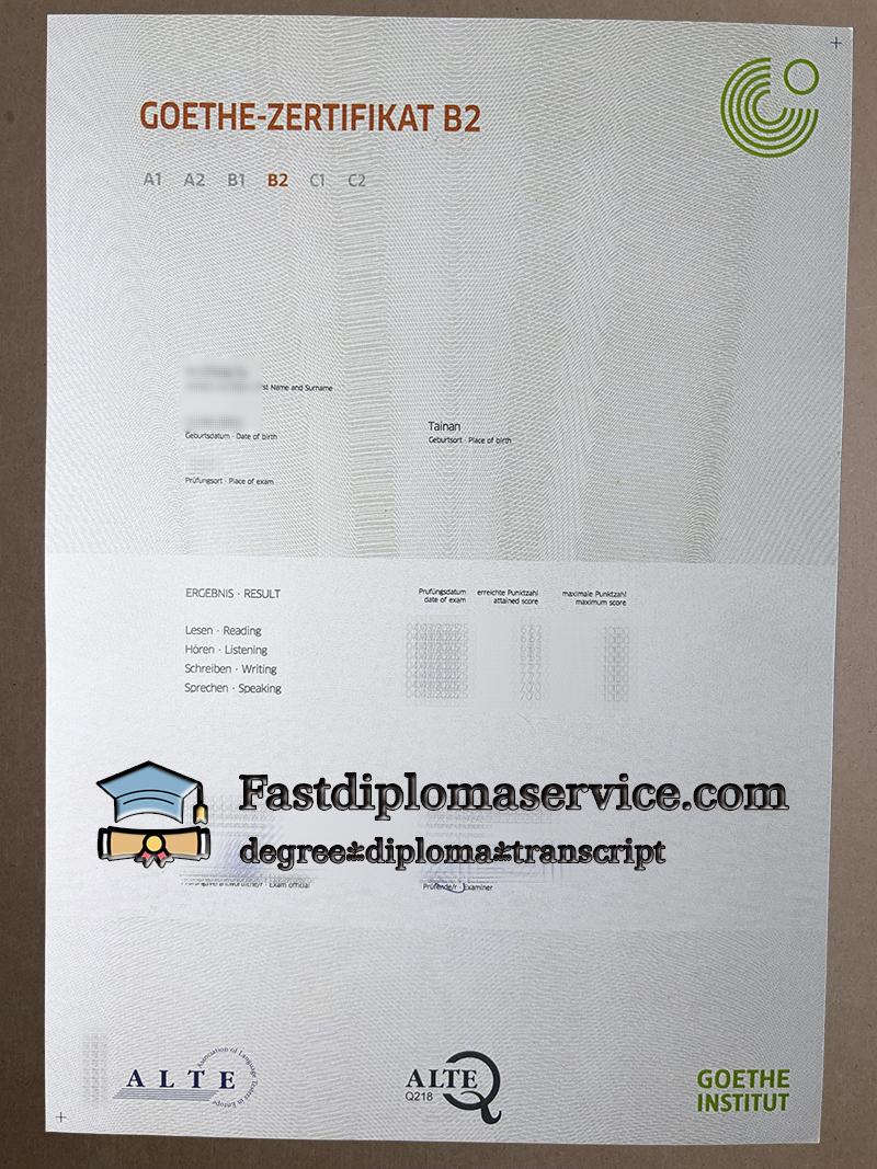 Buy Goethe-Zertifikat B2 certificate
