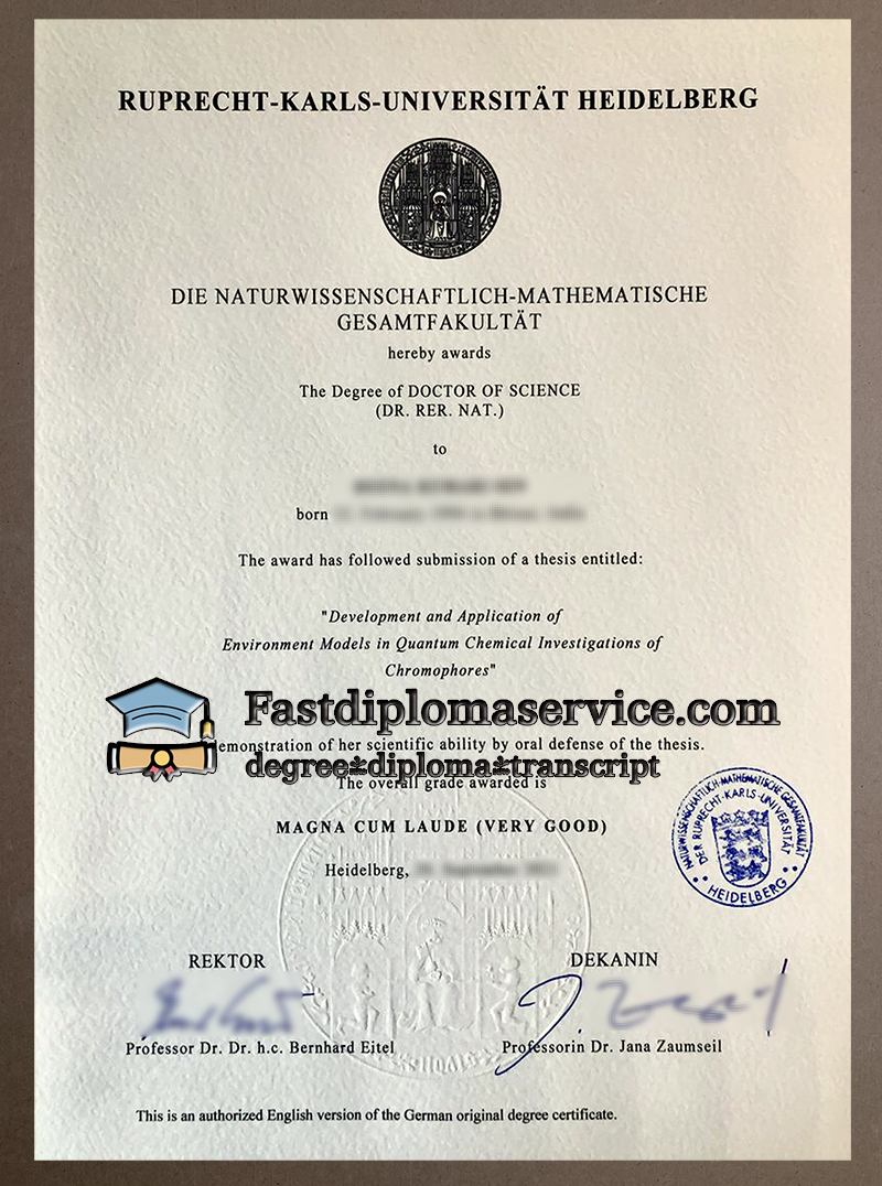 Order Heidelberg University diploma