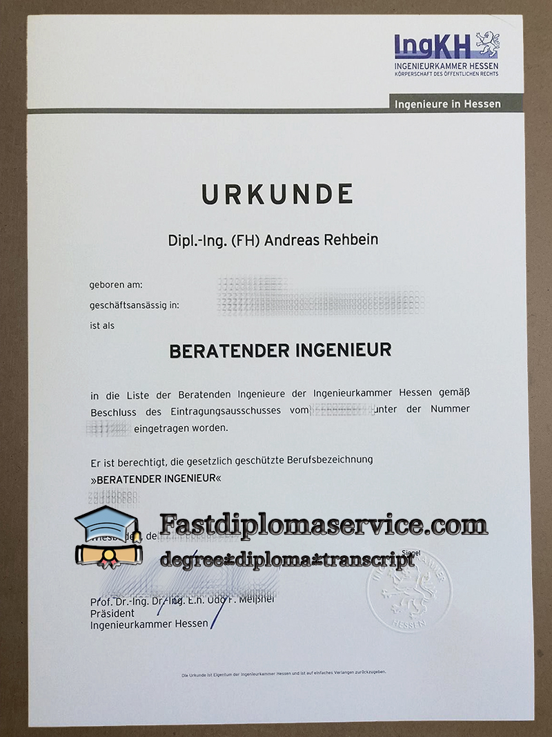 Buy Ingenieurkammer Hessen diploma