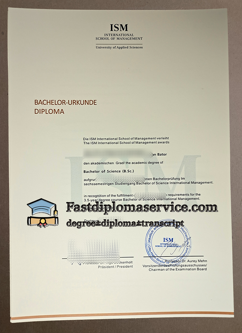 Order ISM BACHELOR Urkunde diploma