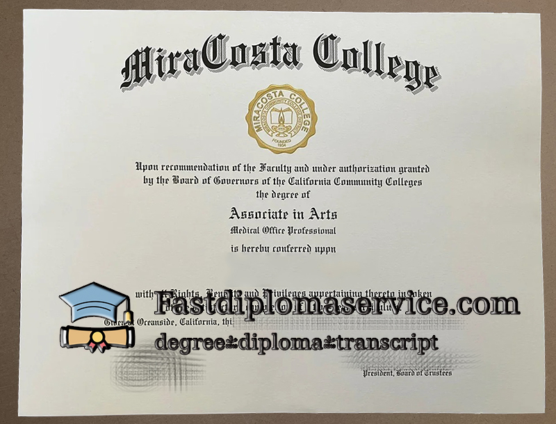order MiraCosta College diploma