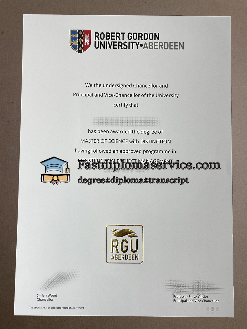 Fake Robert Gordon University diploma