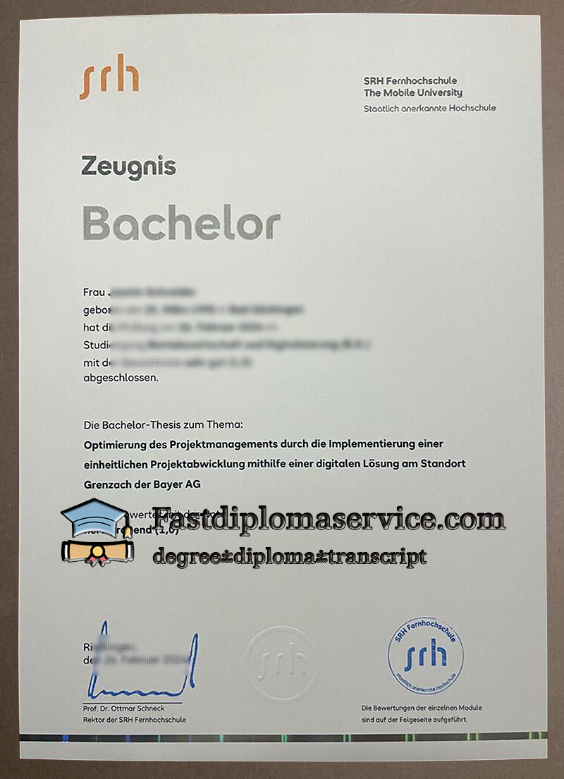 Buy SRH Fernhochschule diploma