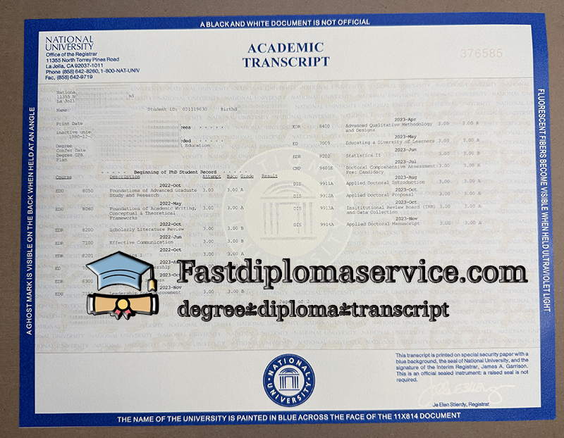 National University transcript