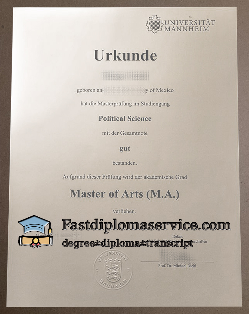 Order Universitat Mannheim diploma