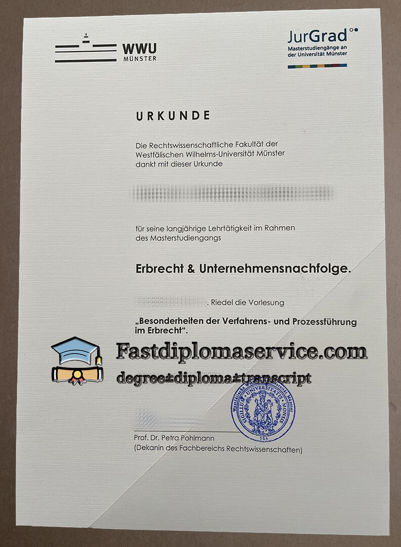 Buy Universität Münster diploma