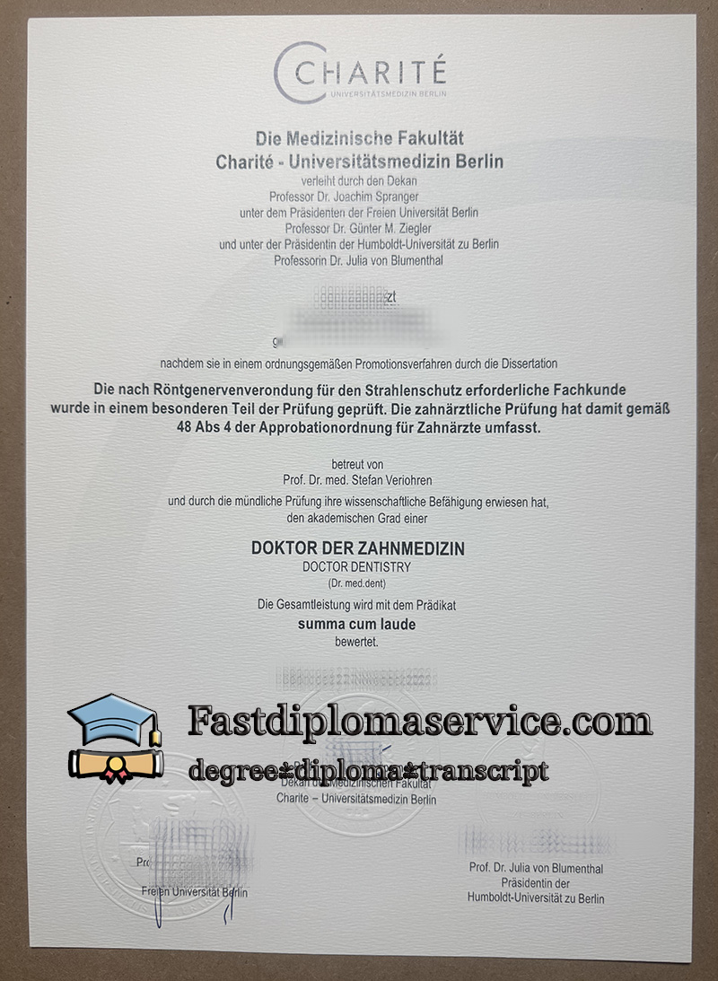 Universitätsmedizin Berlin certificate