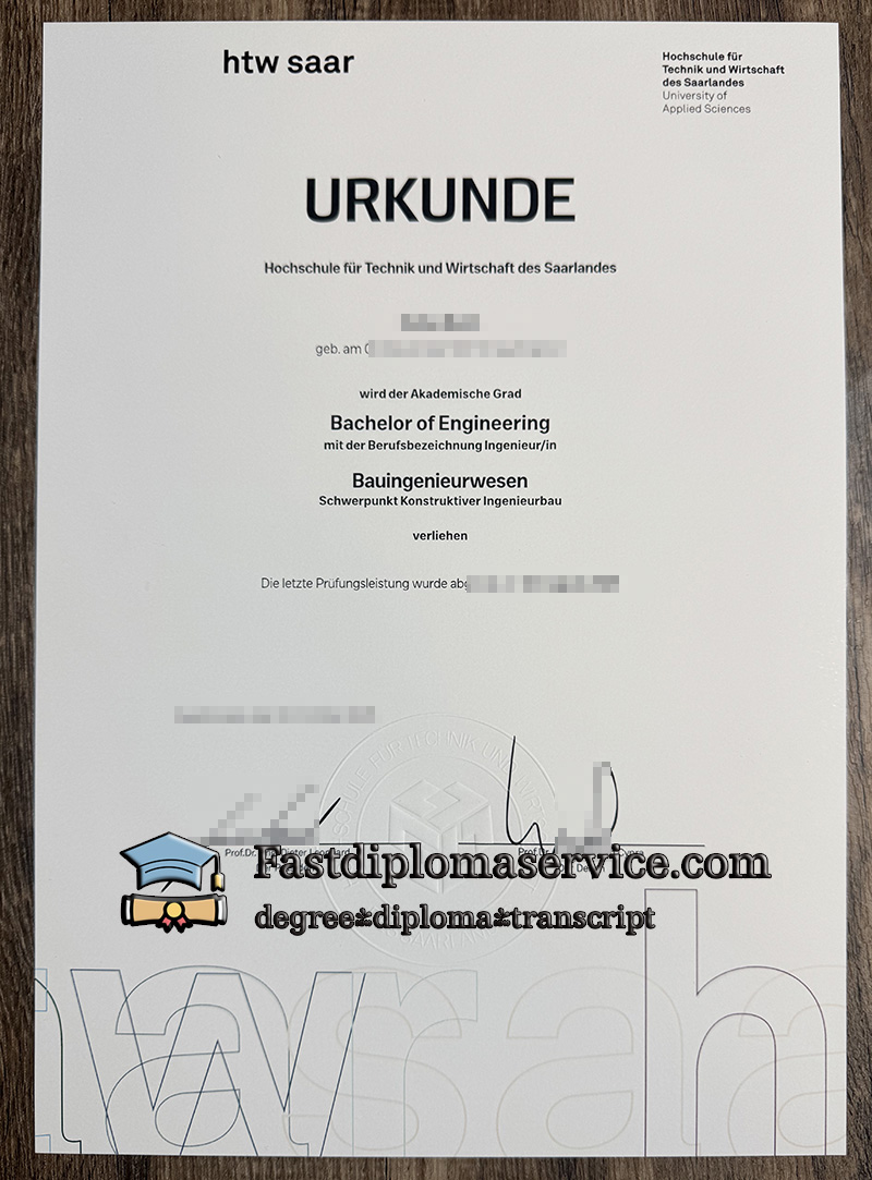 Buy HTW Saar Urkunde, get fake diploma online