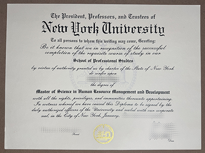 fake New York University School of Professional Studies diploma