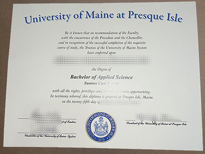 order University of Maine at Presque Isle certificate