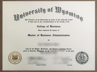 Realistic University of Wyoming diploma