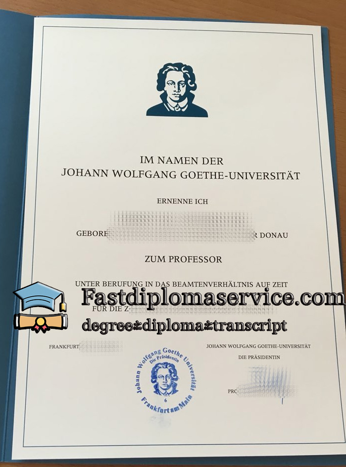 Johann Wolfgang Goethe Universität Certificate