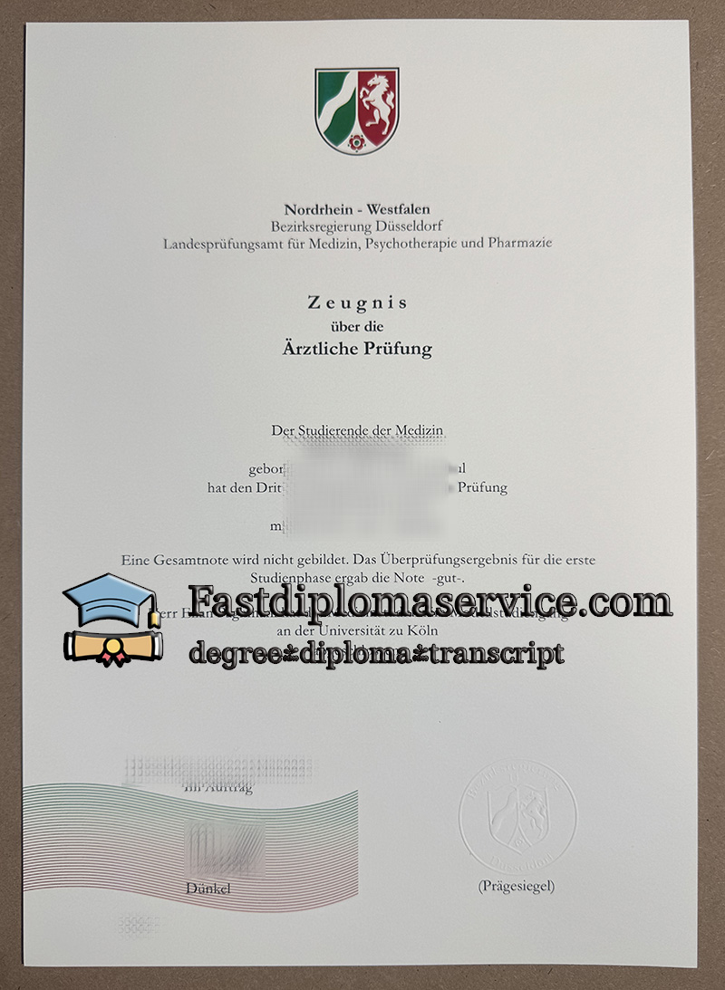 Universität zu Köln Ärztliche Prüfung Zeugnis